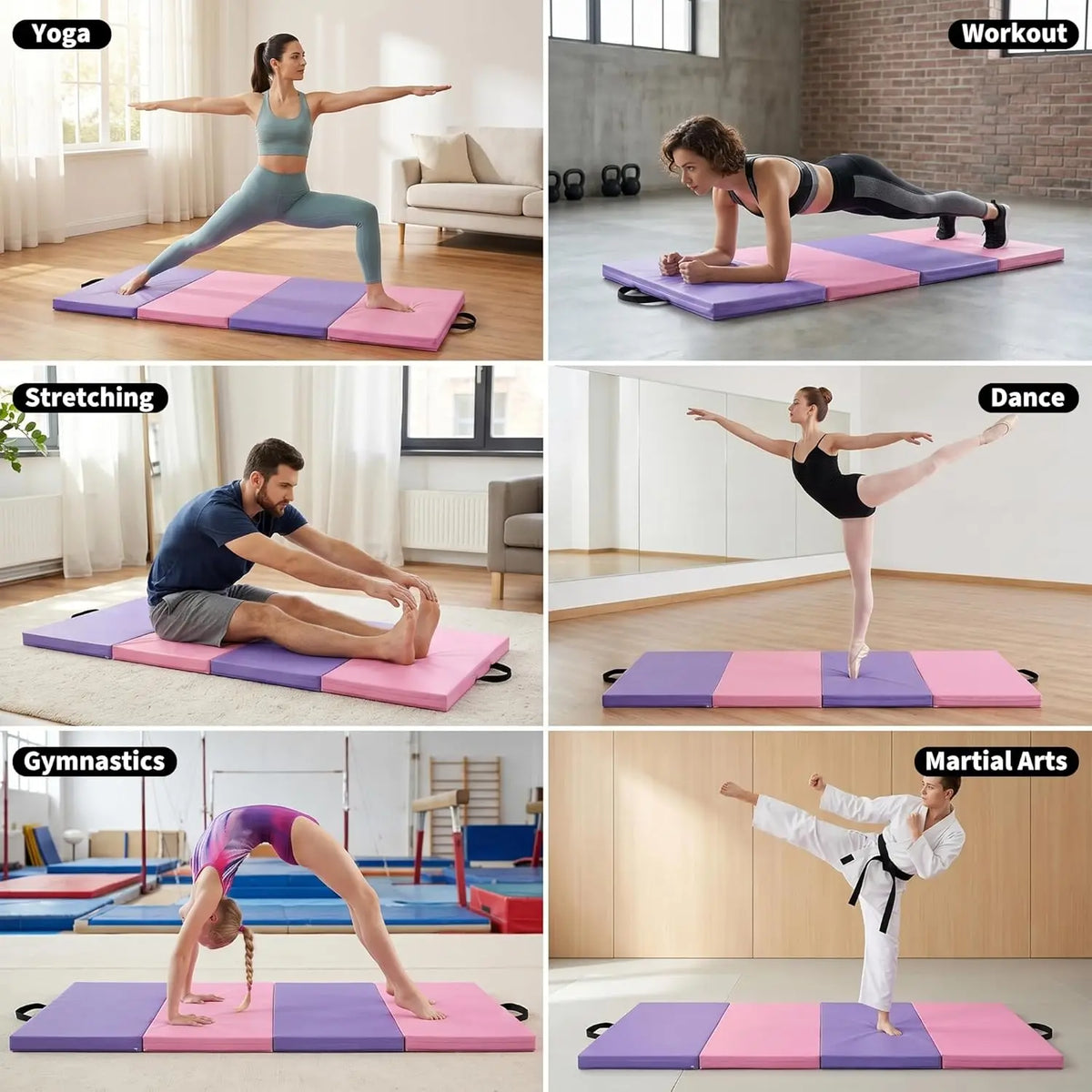 HiMISS Foldable Gymnastics Mat For Home Workouts And Training