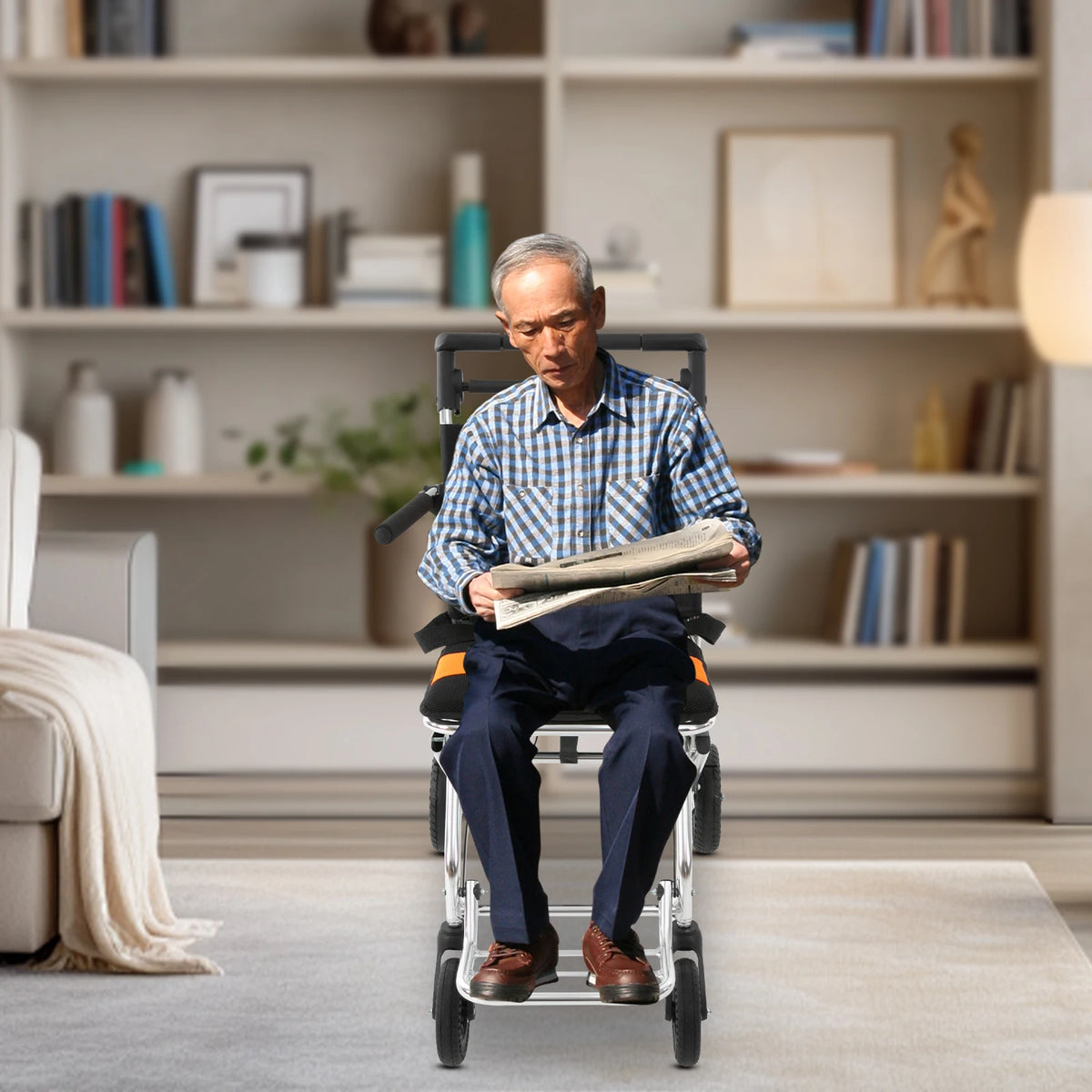 Folding Wheelchair for Seniors 160kg Capacity Lightweight Transport Chair