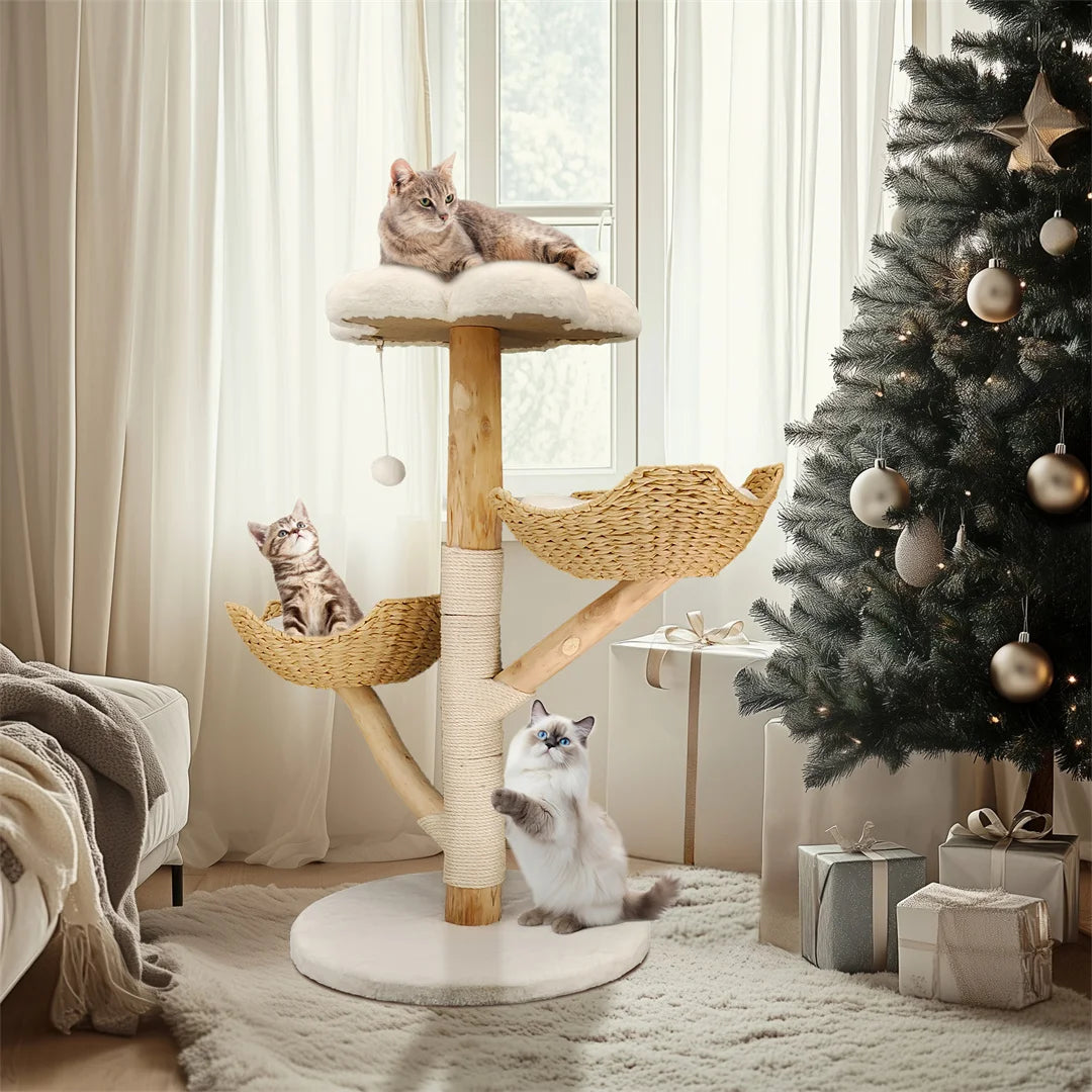 BingoPaw Modern Four Tier Cat Climbing Tree With Plush And Sisal