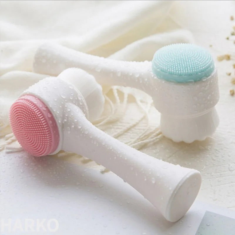 Double Sided Silicone Facial Cleansing Brush Pore Exfoliator