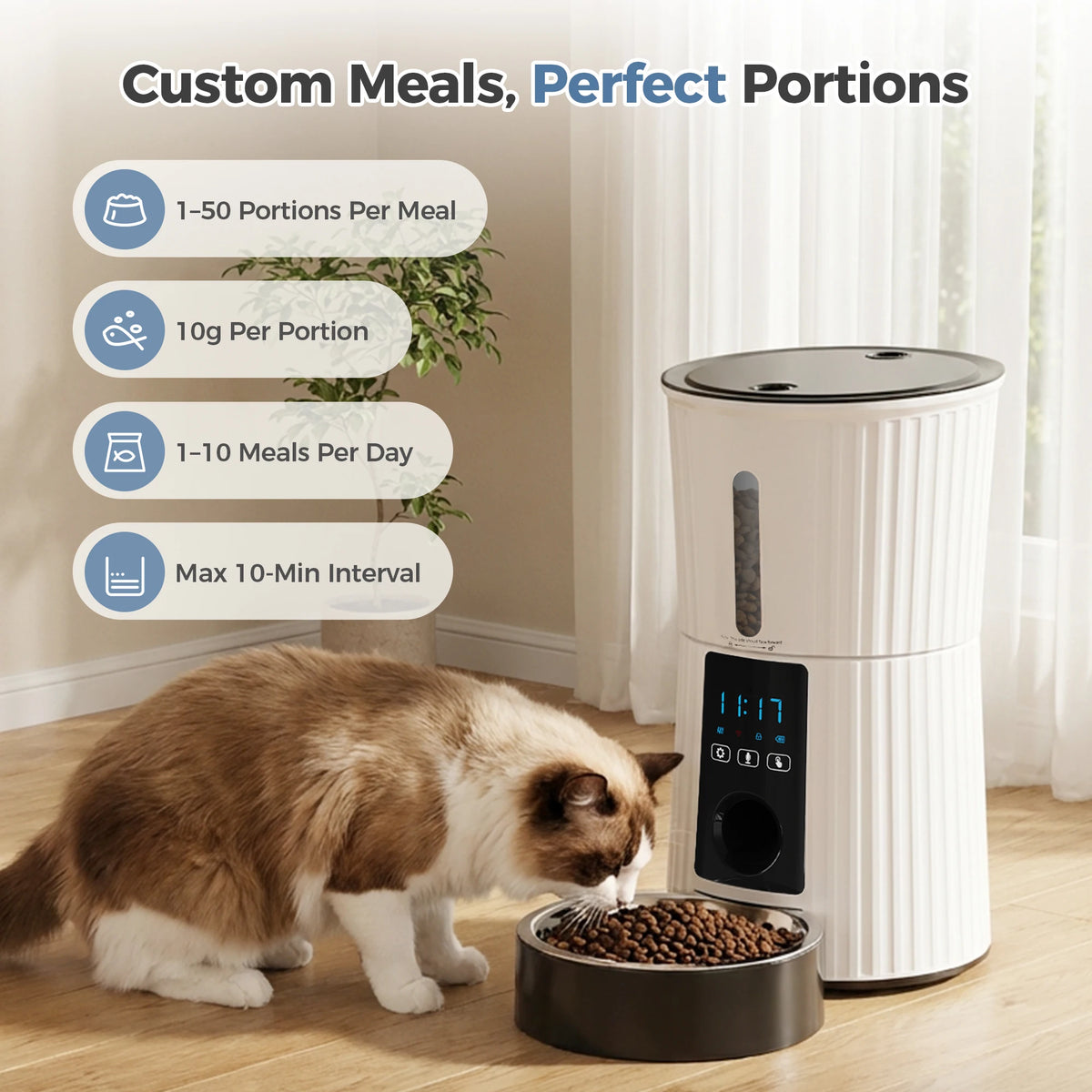 JHK WiFi Automatic Cat Feeder With App Control Dual Power