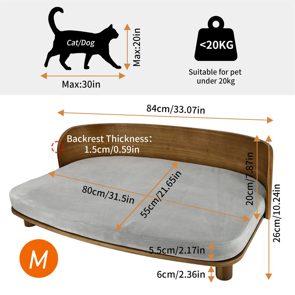Borwart Elevated Pet Sofa Wooden Bed Cushion Suitable For Pets