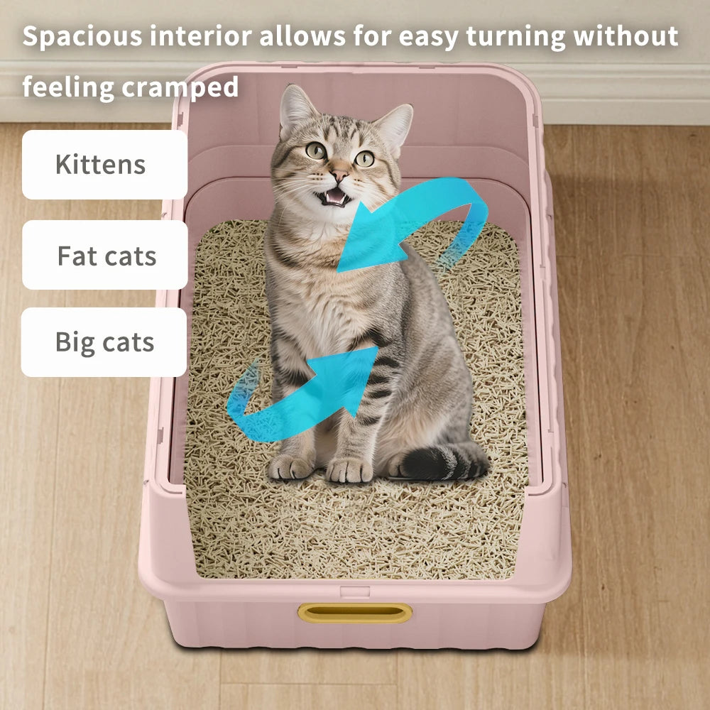 Covered Cat Litter Box With Pull Out Drawer And Scoop