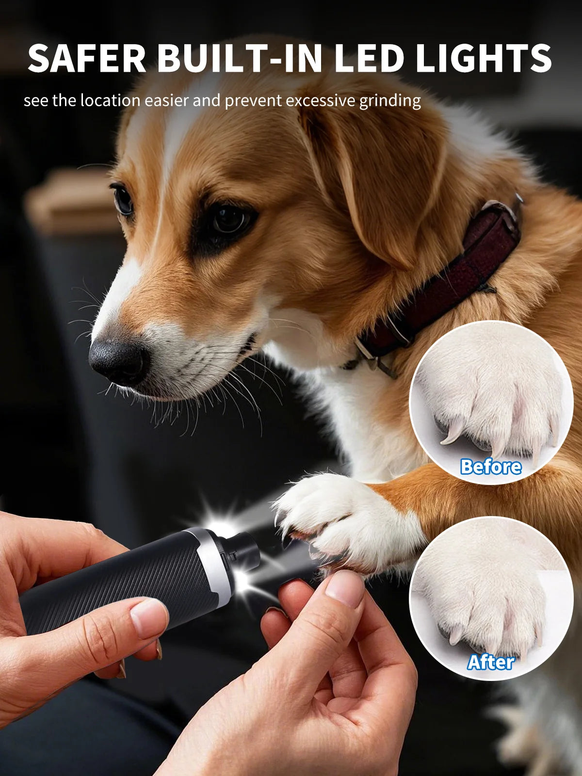 USB Rechargeable Quiet Pet Nail Grinder for Dogs and Cats