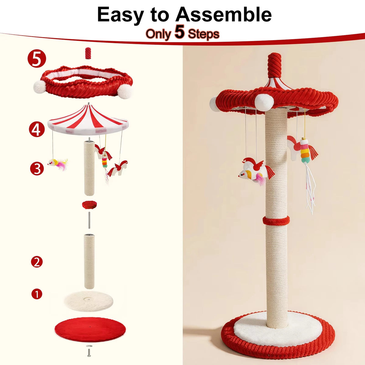 Cwv 360 Rotating Sisal Cat Tree With Feather Teaser