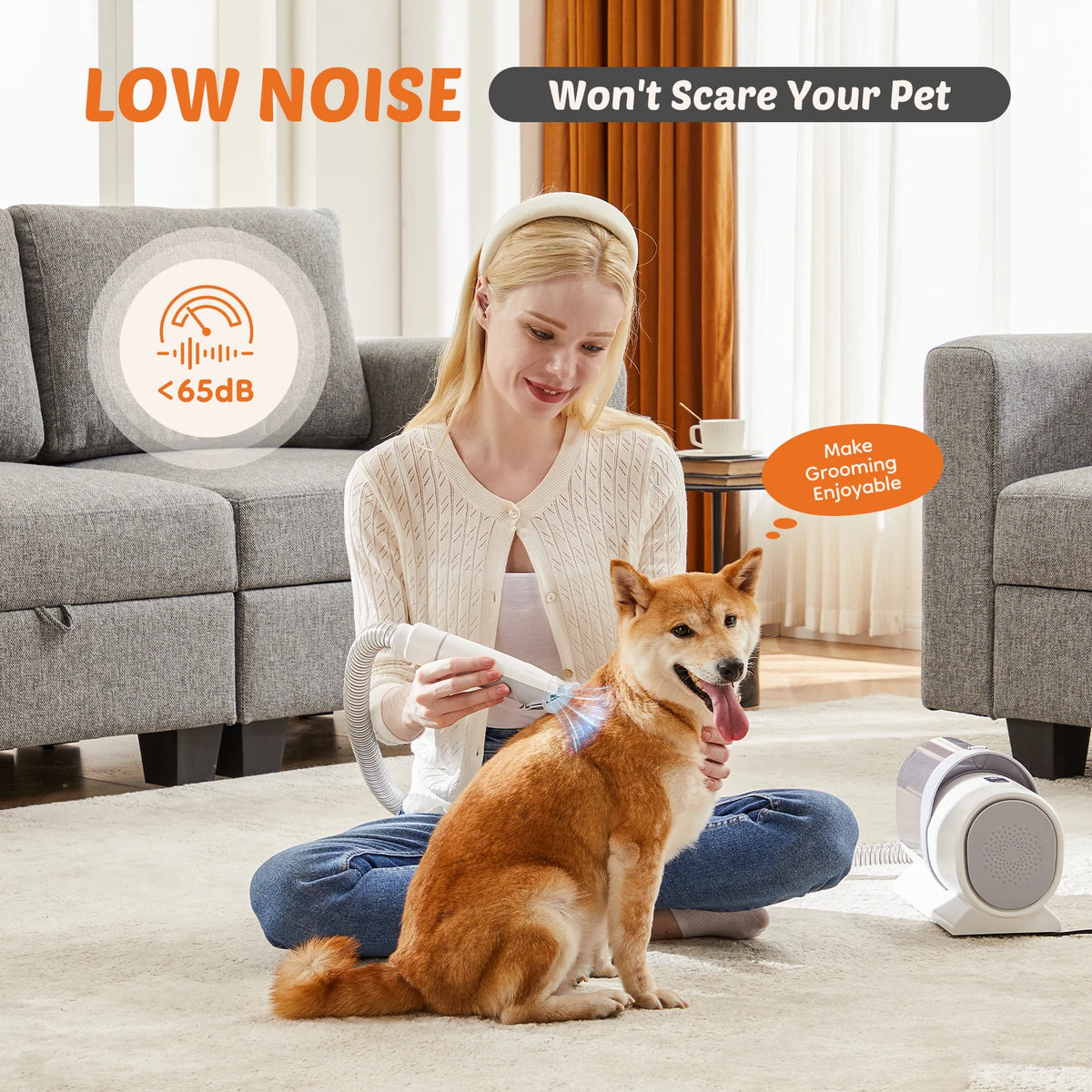 JHK Pet Grooming Vacuum Kit With 3 Suction Modes Accessories