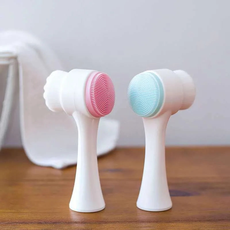 Double Sided Silicone Facial Cleansing Brush Pore Exfoliator