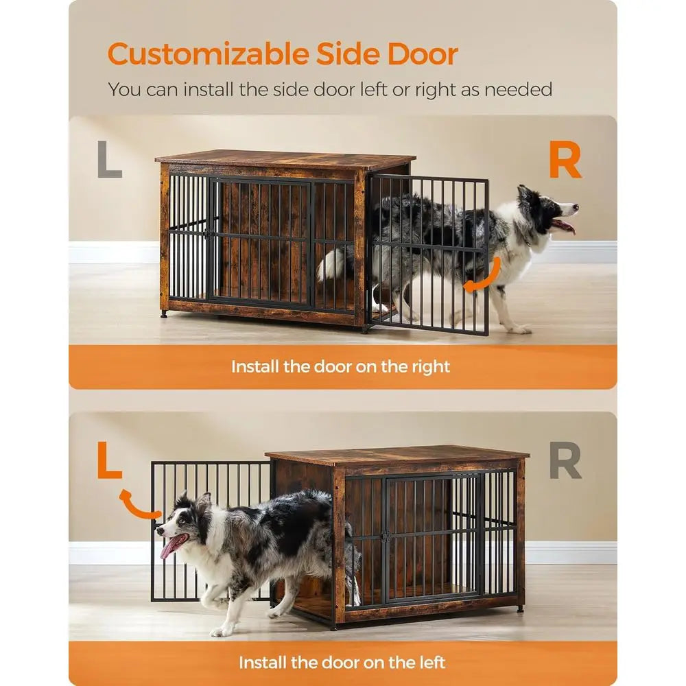 Heavy Duty Wooden Dog Crate With Built In Side Table