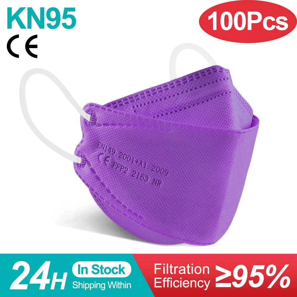 Adult KN95 Fish FFP2 Respirator Face Mask Four Layer Protection