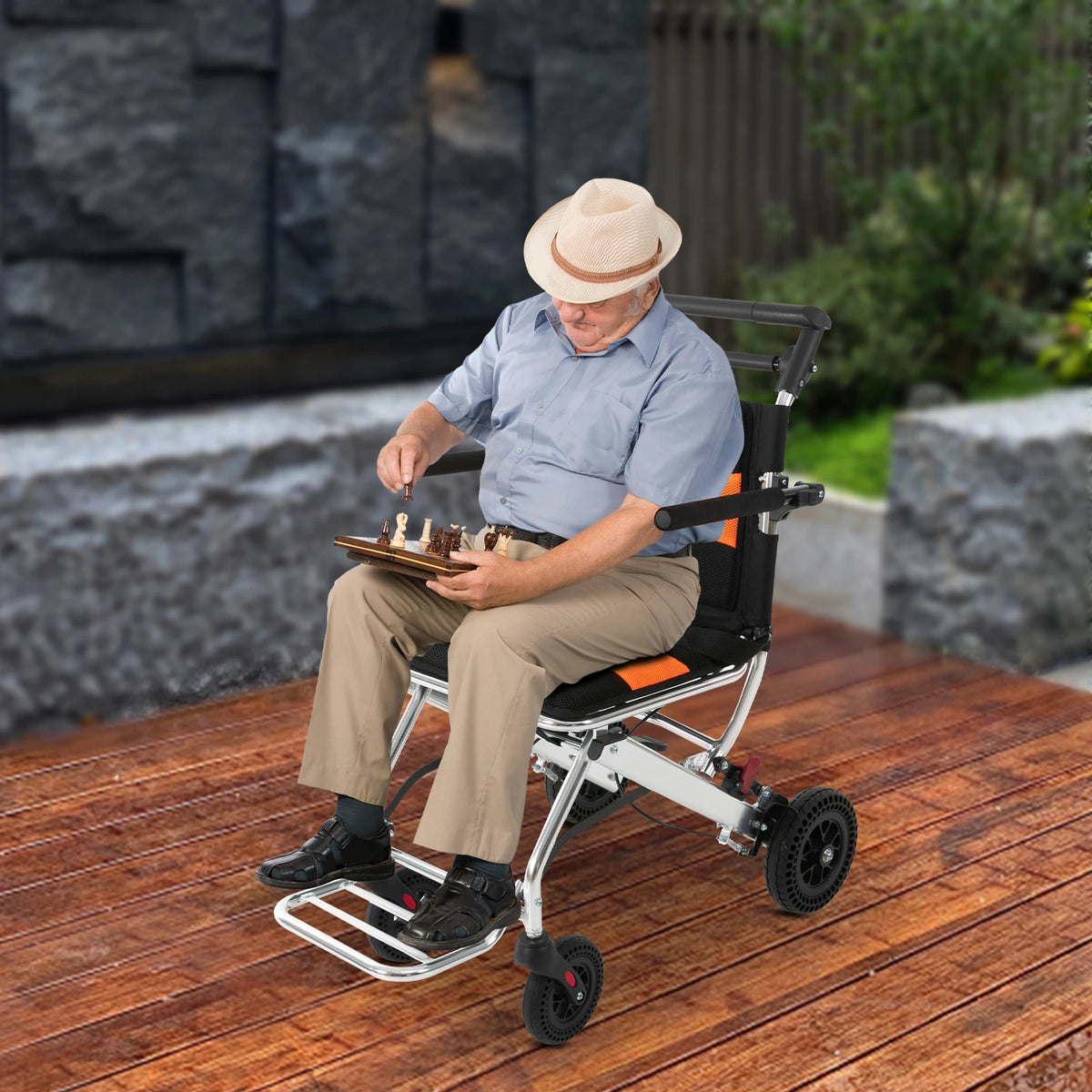 Folding Wheelchair for Seniors 160kg Capacity Lightweight Transport Chair