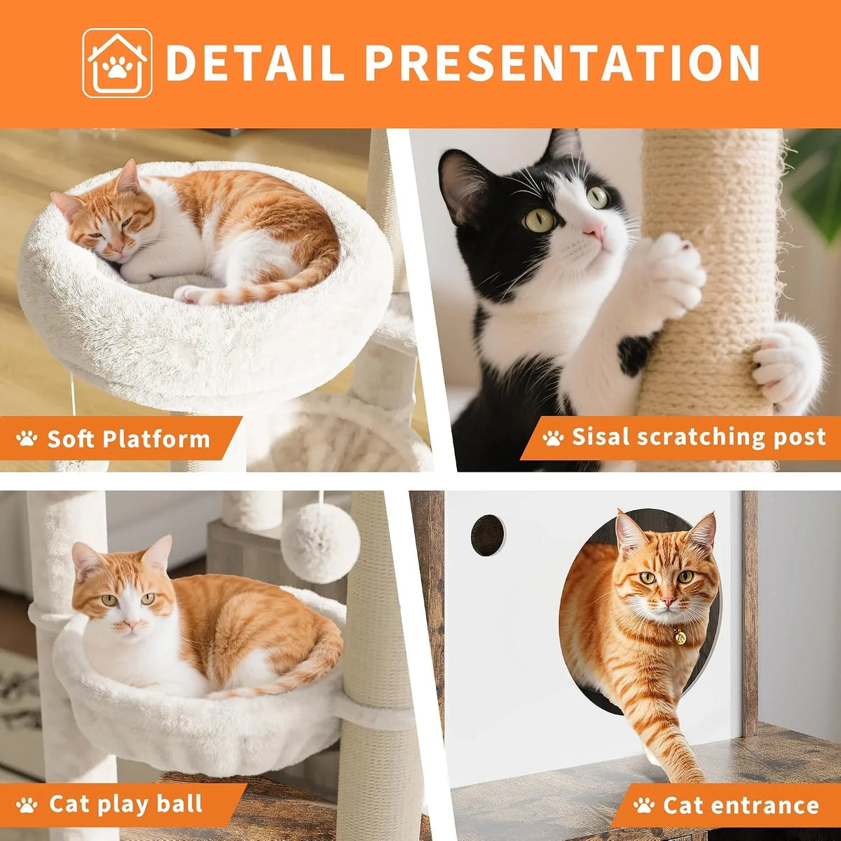 Modern 2-1 Cat Tower With Litter Box Enclosure And Perches