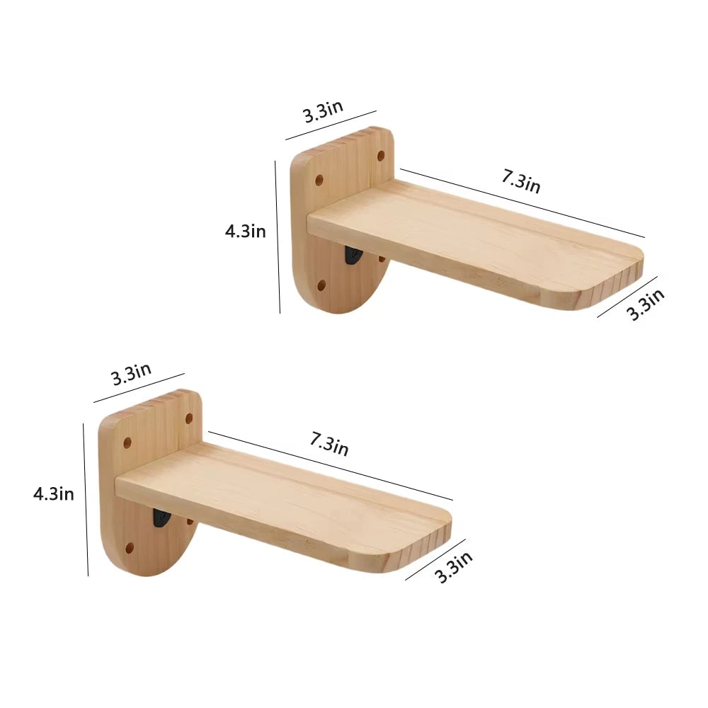 CWV Wall Mounted Cat Shelves Pine Wood Moon Hammock Star Frame