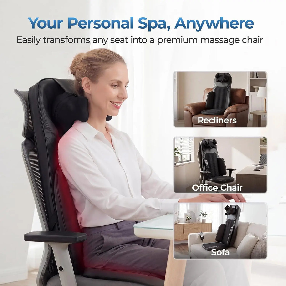 HIMOUTA Shiatsu Massage Chair Pad With Heat And Compression