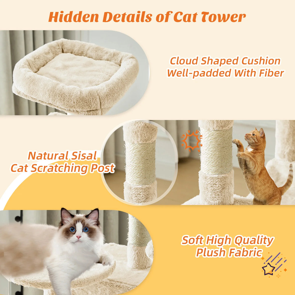 Mcq Grey Four Tier Cat Tree Tower With Sisal Posts