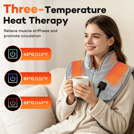 USB Heated Cervical Shawl With Three Heat Settings For Neck