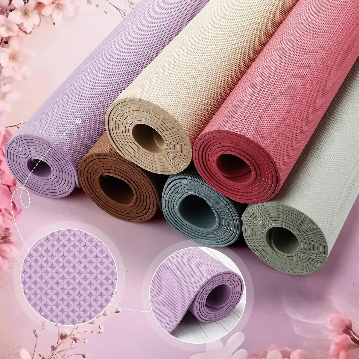 6 Pack Non Slip Yoga Mats For Home Gym Fitness Training