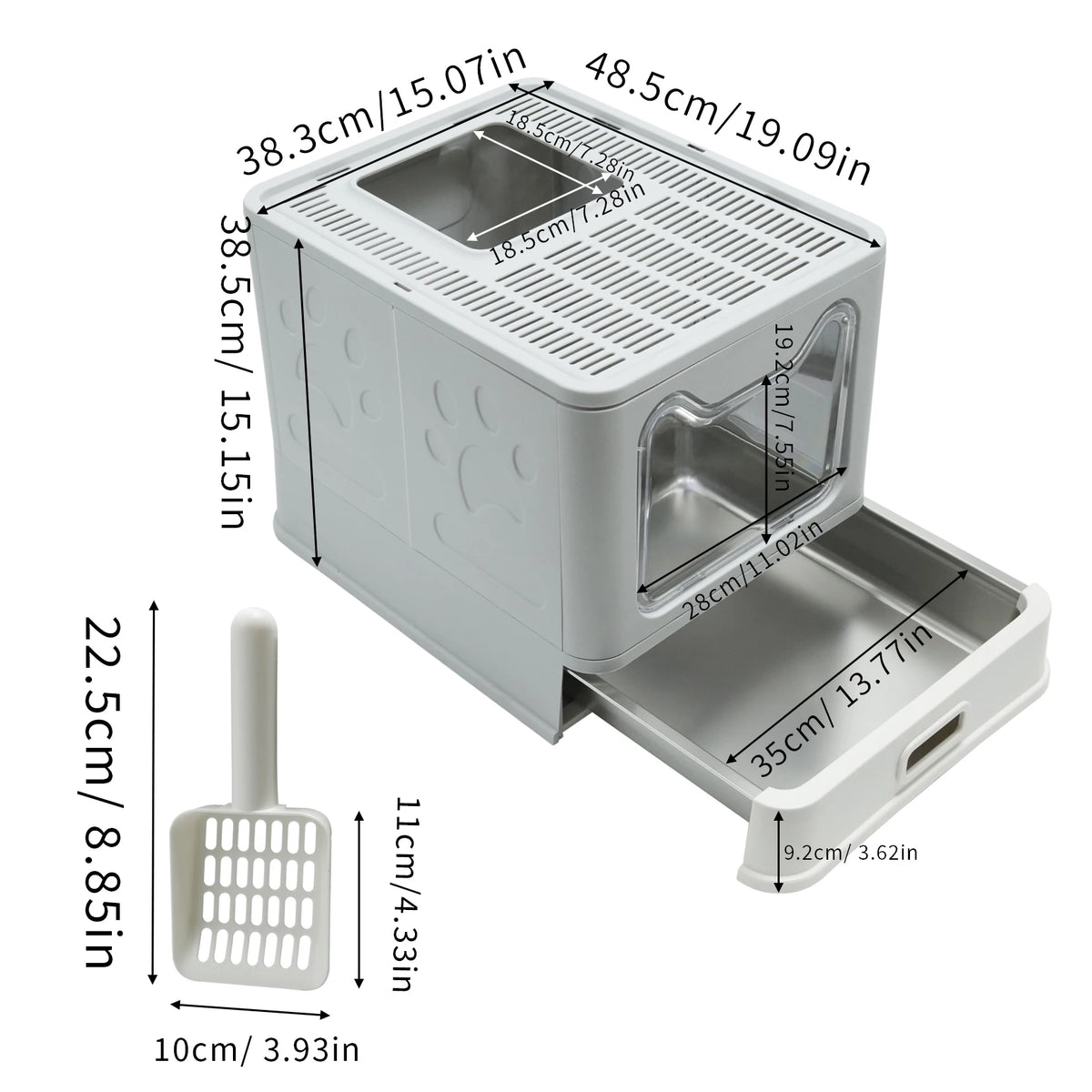 Stainless Steel Enclosed Cat Litter Box With Lid And Scoop