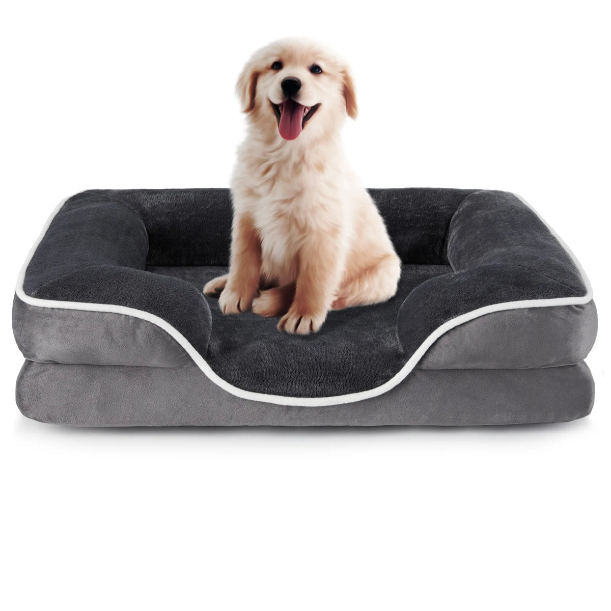 MCQ Large Memory Foam Dog Bed With Machine Washable Cover