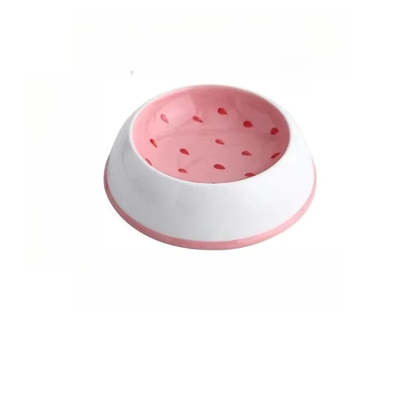 Watermelon Strawberry Shaped Pet Ceramic Bowl For Cats And Dogs