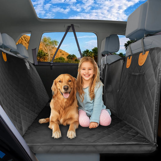 Borwart Waterproof Dog Car Seat Cover With Mesh Storage Pockets