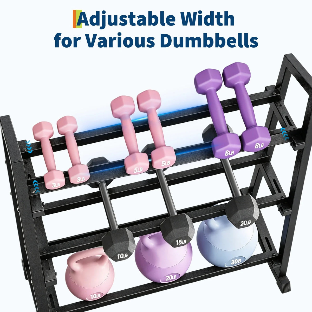 Heavy Duty Three Tier Dumbbell Rack For Home Gym Storage