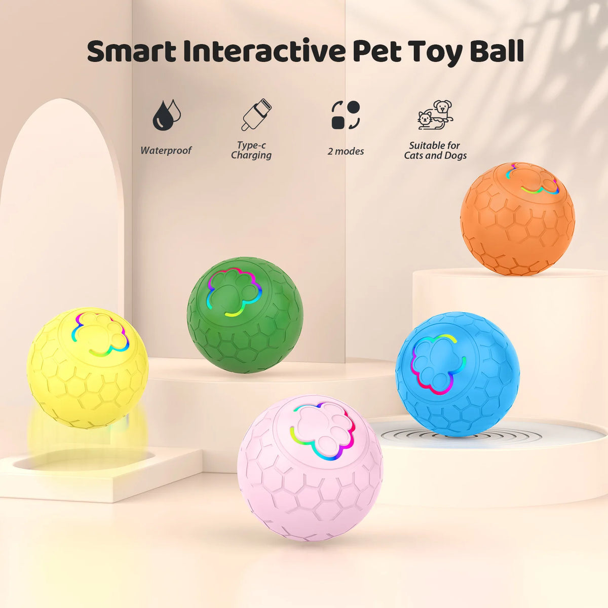 Automatic Rolling Interactive Dog Toy Ball With Glowing Lights
