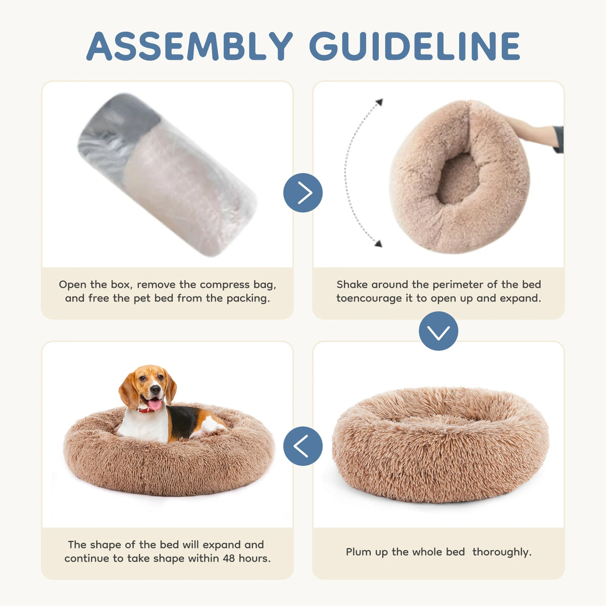 MCQ Round Faux Fur Orthopedic Dog Bed Machine Washable