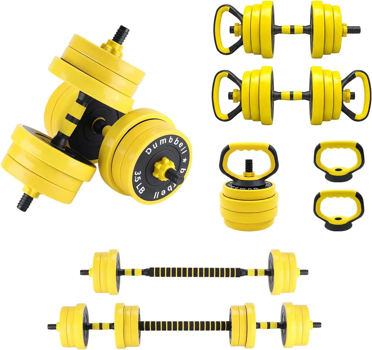 Adjustable 4-in-1 Dumbbell Barbell Kettlebell Home Gym Training Set
