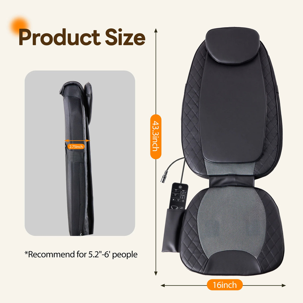 JHK Electric Back Massager With Heat And Full Back Kneading