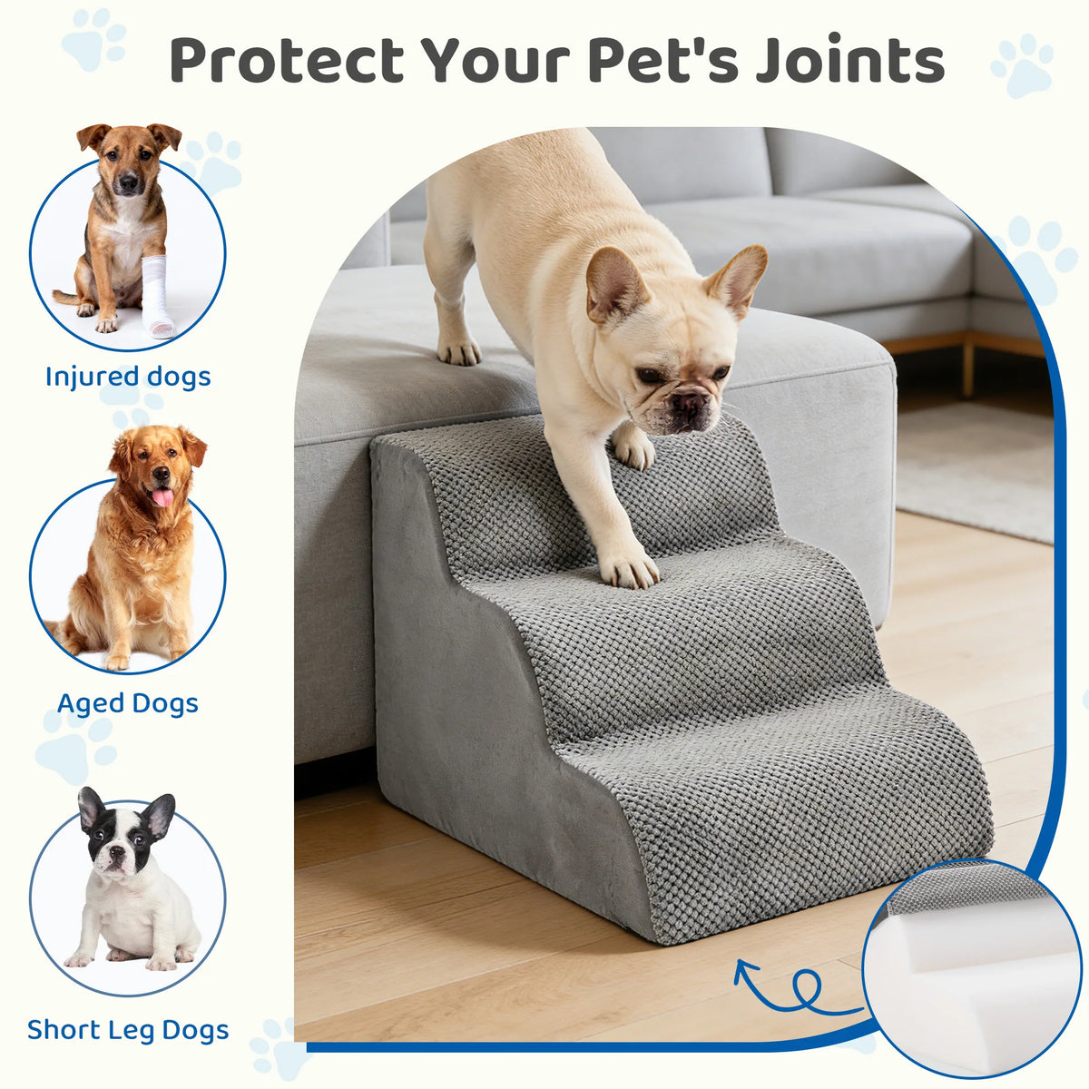 Curved Foam Dog Stairs Ramp for Small Dogs Non Slip