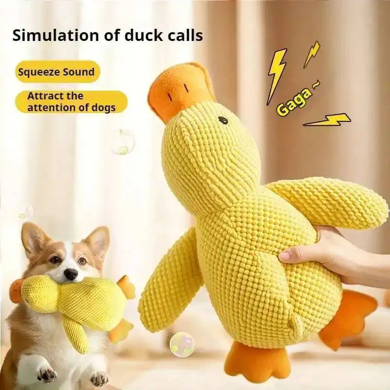 Squeaky Plush Duck Dog Chew Toy Teeth Grinding Durable Companion