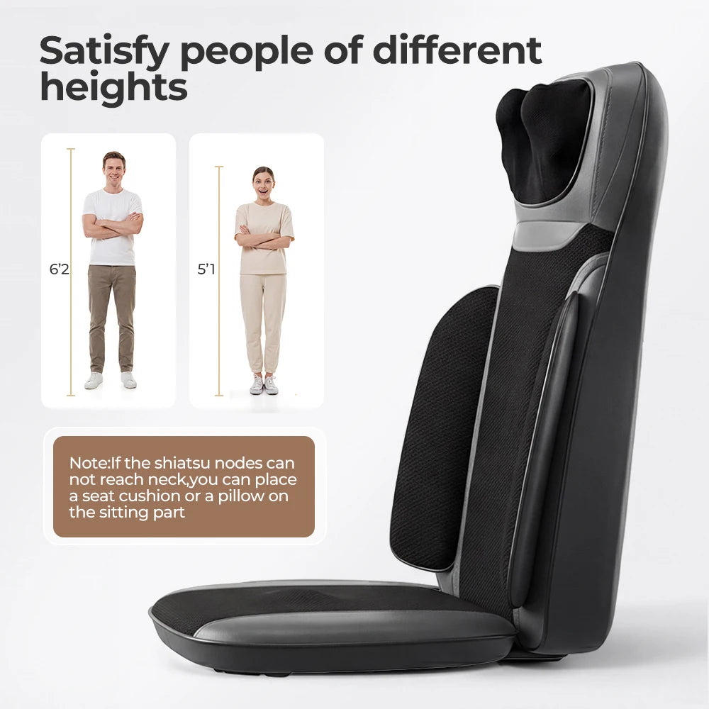 Homemassa Shiatsu Neck Back Massager With Heating Adjustable Seat Cushion