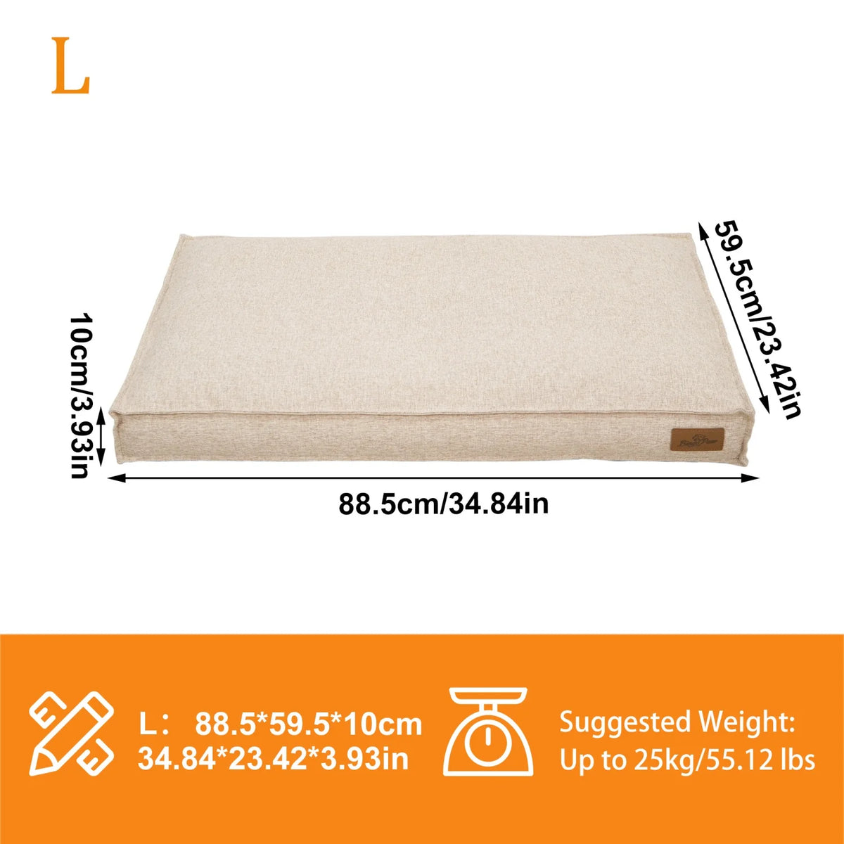Bingopaw Waterproof Cotton Dog Bed With Rectangular Foam Base