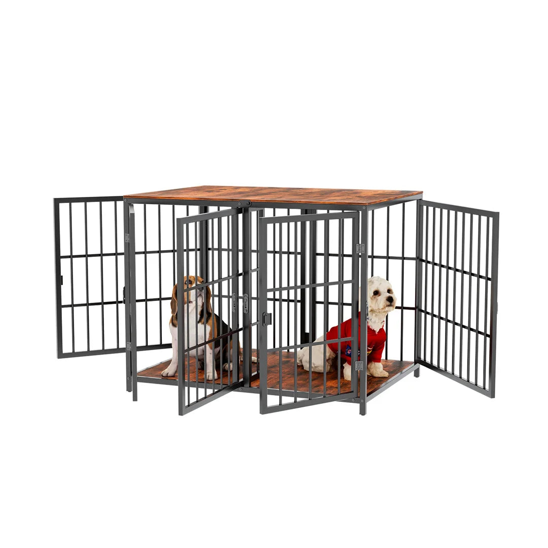 Bingopaw Wooden Dog Crate Side Table With Four Doors