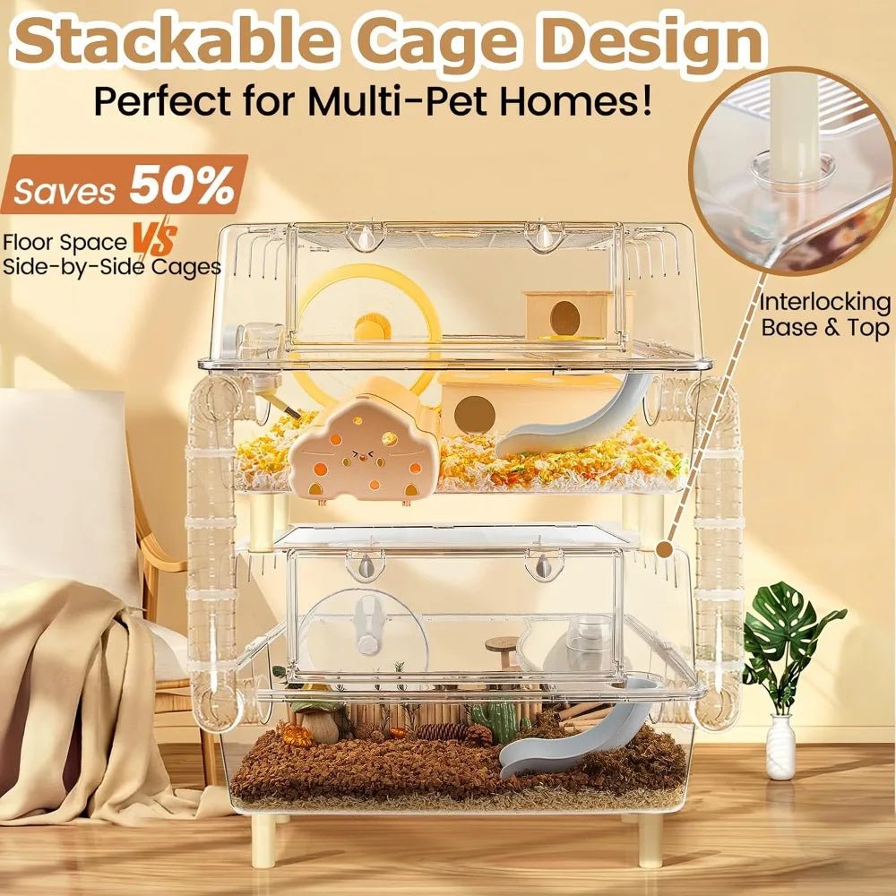 Crystal Clear Acrylic Hamster Cage With Stand Starter Kit