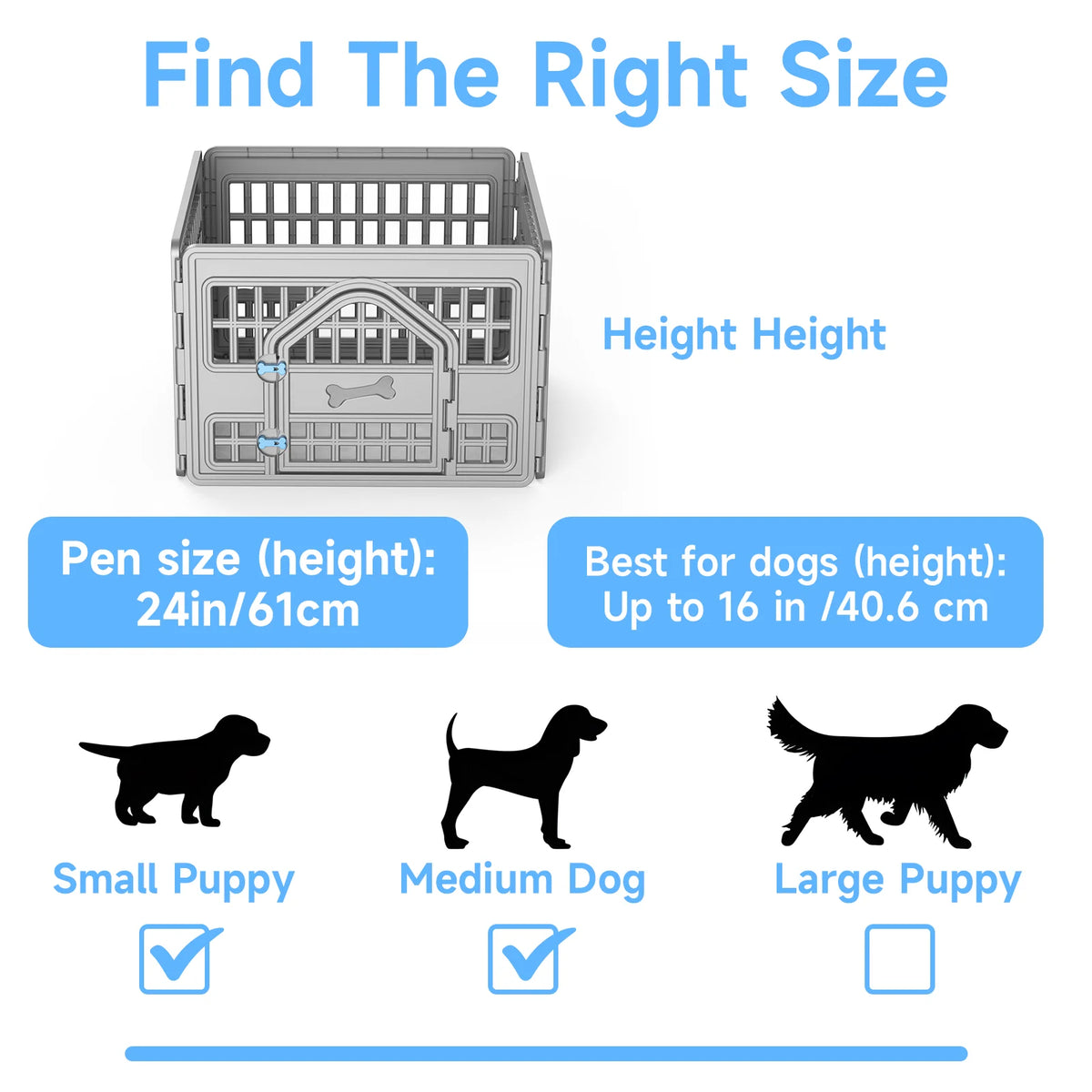 4 Panels Foldable Plastic Pet Playpen For Indoor Outdoor Dog And Puppy Exercise