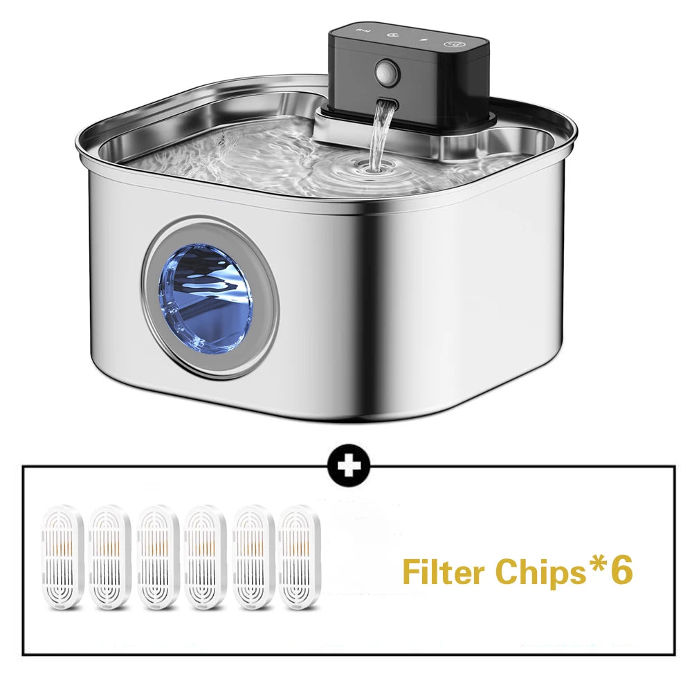 Stainless Steel Automatic Wireless Pet Water Fountain With Motion Sensor