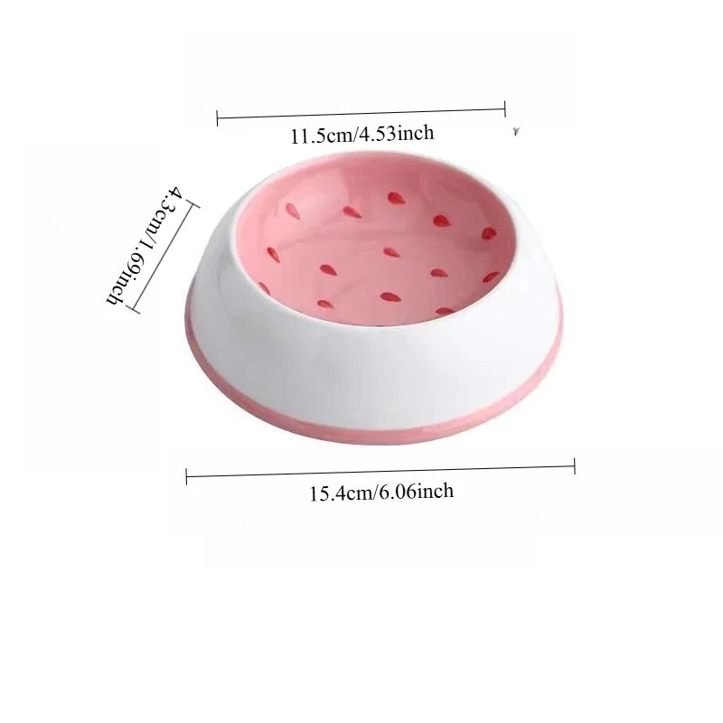 Watermelon Strawberry Shaped Pet Ceramic Bowl For Cats And Dogs