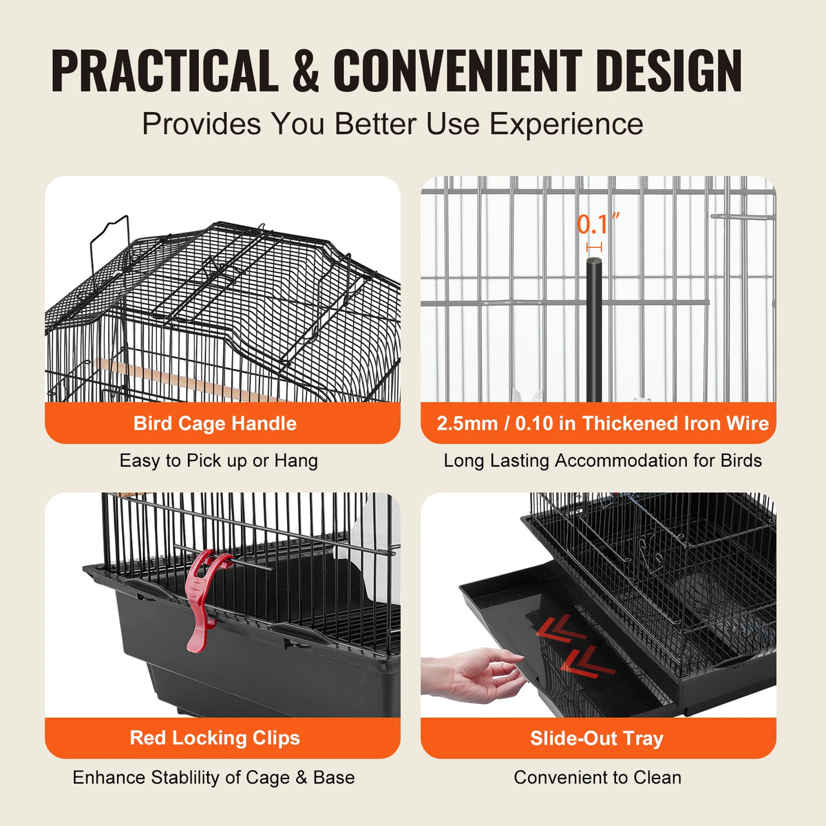 Open Top Large Parrot Bird Cage For Travel And Home