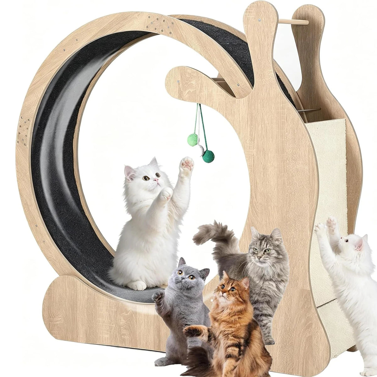 HiMISS Wooden Cat Exercise Wheel With Sisal Scratching Board