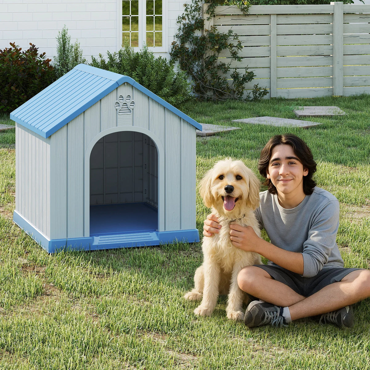 Plastic Dog House Weatherproof Indoor Outdoor Portable Shelter