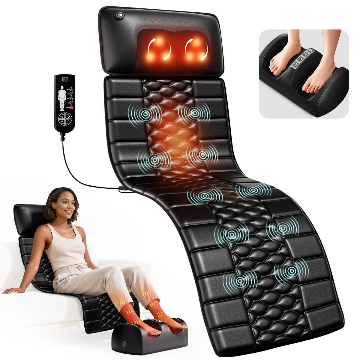 HOMEMASSA Shiatsu Full Body Massage Mat With Heat And Motors