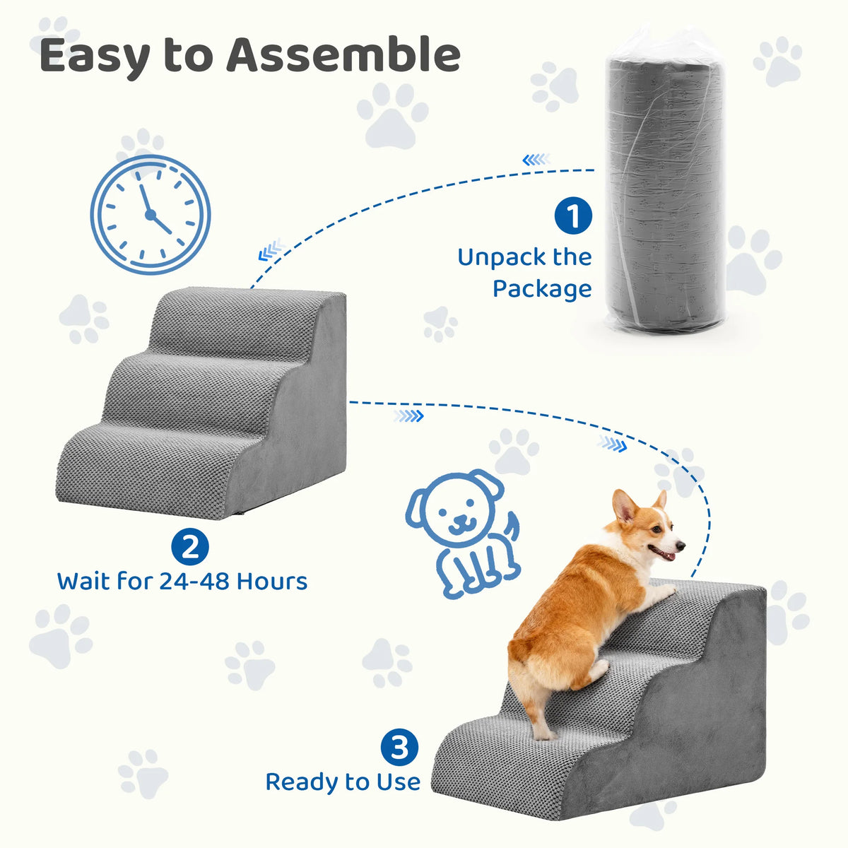 Curved Foam Dog Stairs Ramp for Small Dogs Non Slip