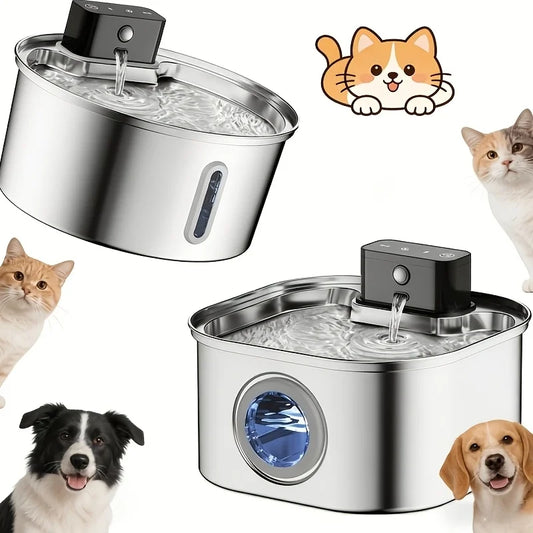 Stainless Steel Automatic Wireless Pet Water Fountain With Motion Sensor