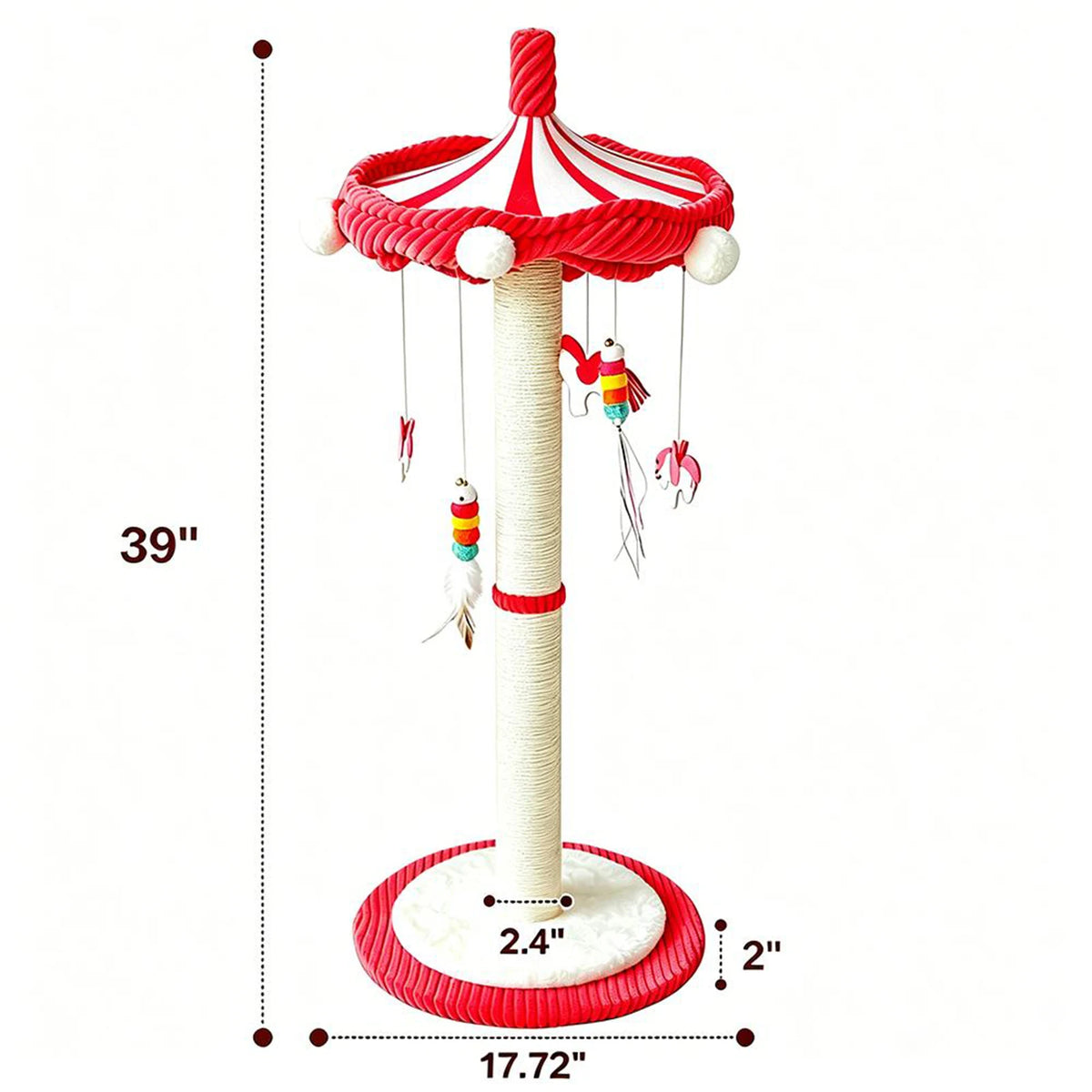 Cwv 360 Rotating Sisal Cat Tree With Feather Teaser