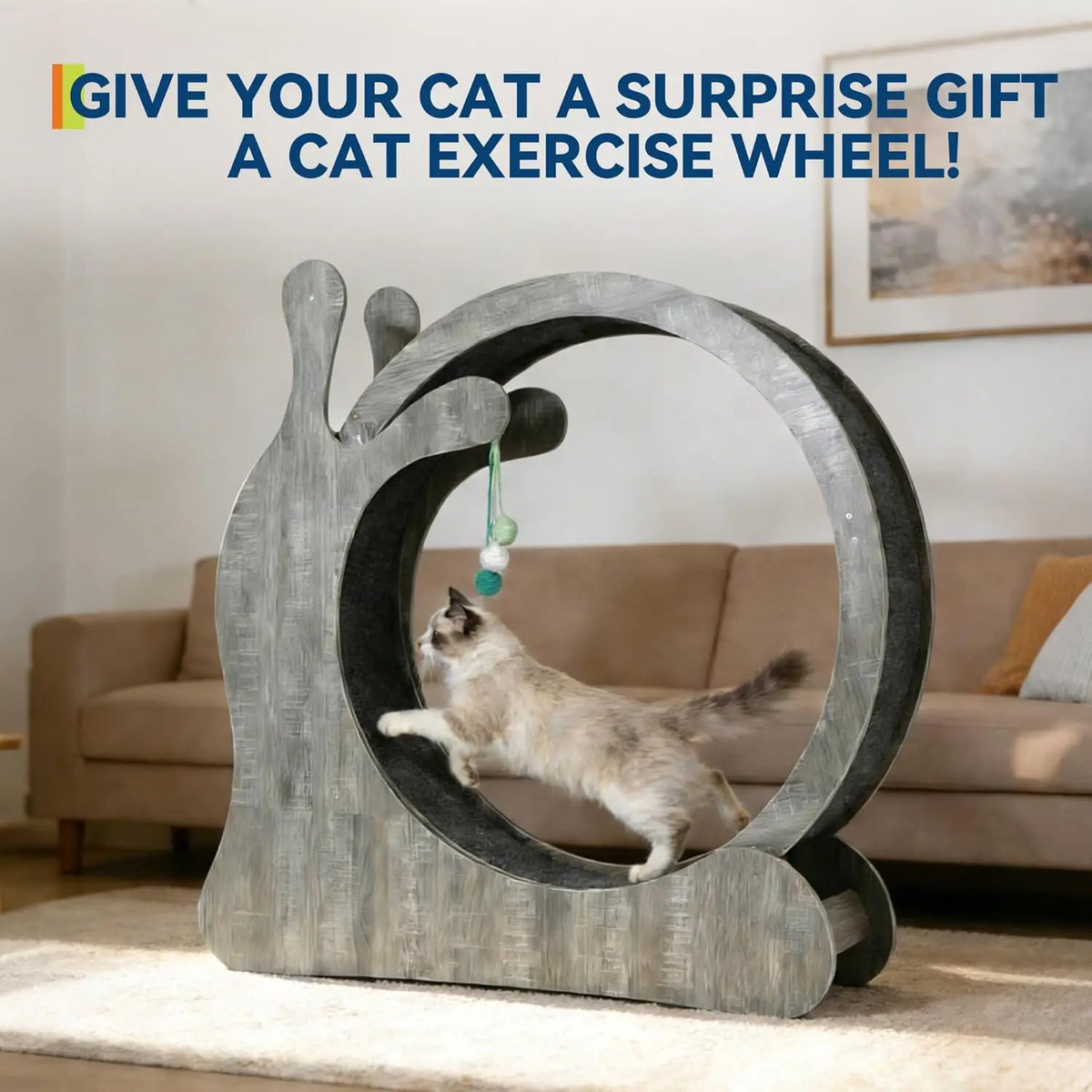 HiMISS Wooden Cat Exercise Wheel With Sisal Scratching Board