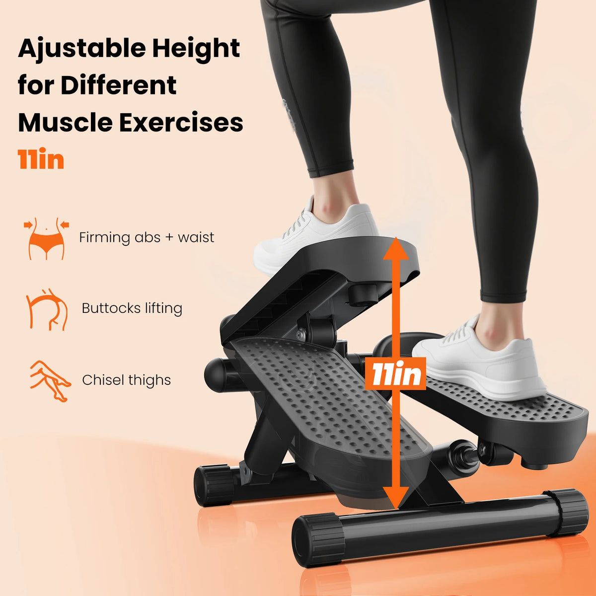 Mini Stepper With Resistance Bands For Home Cardio Workouts