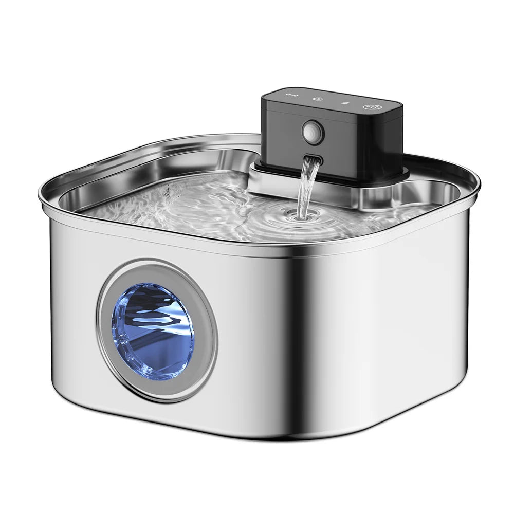Stainless Steel Automatic Wireless Pet Water Fountain With Motion Sensor