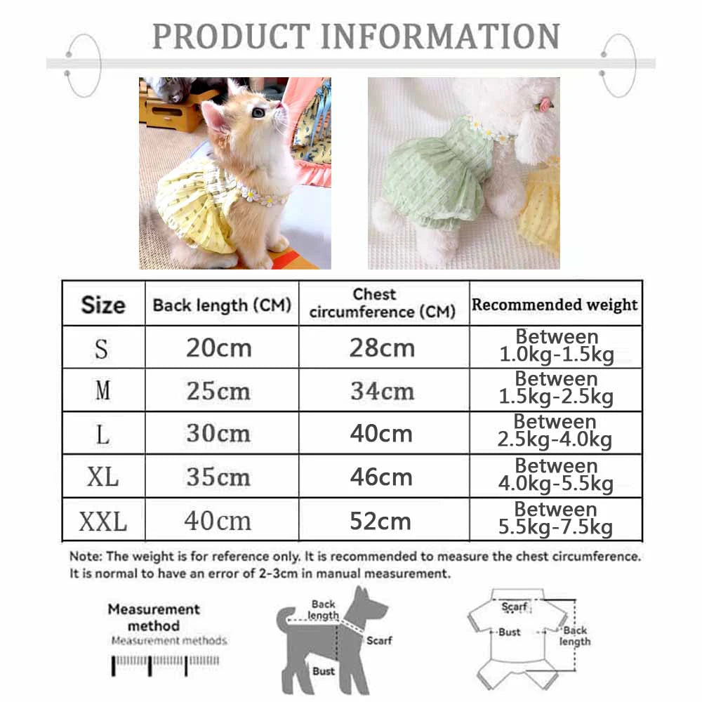 Brandless Breathable Floral Wrath Cat And Dog Skirt Dress