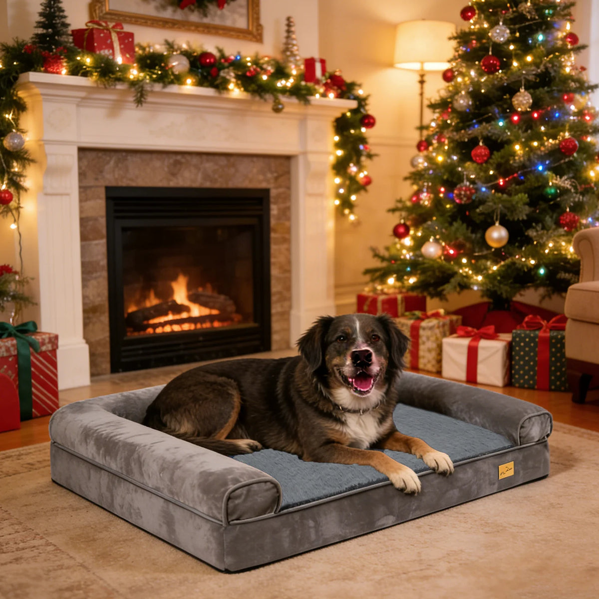 Borwart Orthopedic Dog Bed With Memory Foam Waterproof Removable Cover
